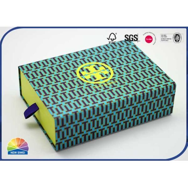1200gsm Cardboard Printed Slide Drawer Box Package Ribbon Handle