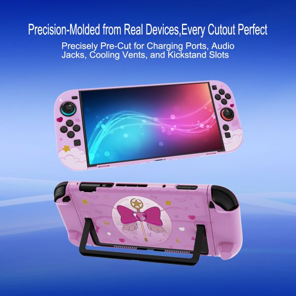 Split Design Cartoon Girly Protective Case for Nintendo Switch 2 & PC - Detachable Shell with Decorative Pattern