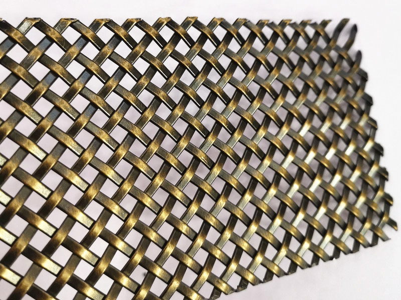 Brass Cabinet Architectural Wire Mesh , Woven Metal Mesh Screen For Kitchen Cabinetry