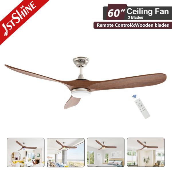 Ventilador de teto LED de madeira de estilo Europa com luz dimmable 220v para decoração