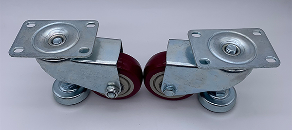 Красное колесо рицинуса полиуретана в 3 фута дюйма ровных регулируемых с чашкой ноги