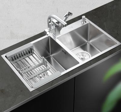 Double Trough Vegetable Washing Basin 304 Stainless Steel Wash Basin For Kitchen