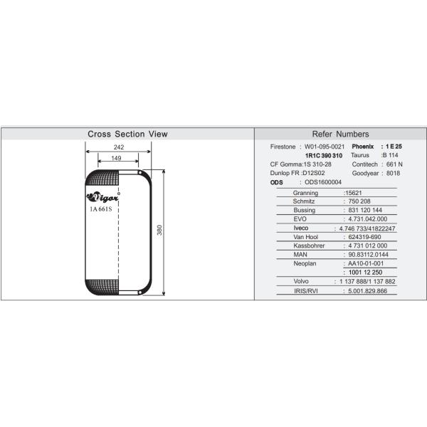 Premium Universal Air Suspension Spring (Model 661) for King Long, Yutong & Higer Buses
