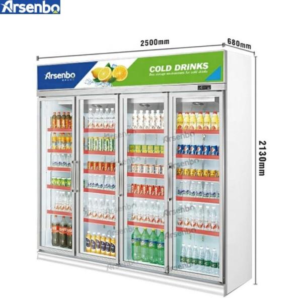 4 Door Upright Commercial Beverage Refrigerator 2000L For Drinks