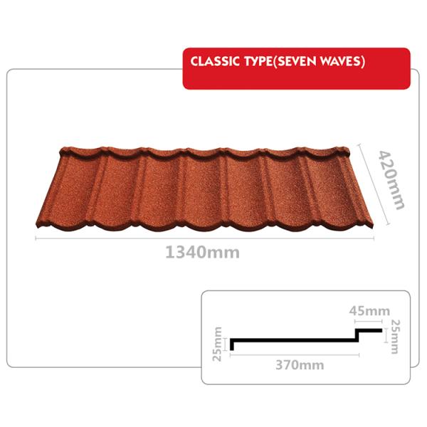 0.35mm Classic Type Stone Coated Metal Roof Tiles / Residential House Metal Roofing