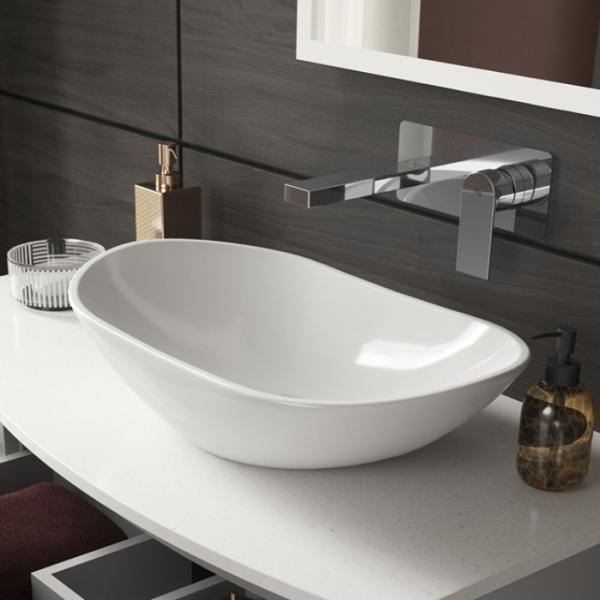 ISO Thin Minimalist Upper Counter Wash Basin Cloakroom Countertop Basin