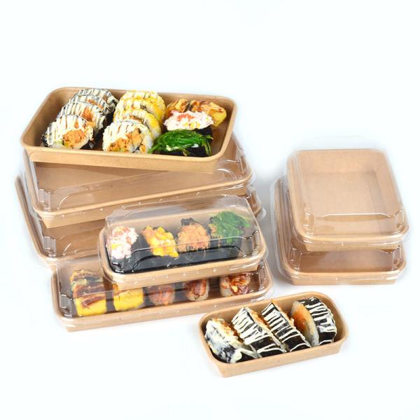 生分解性クラフトテイクアウト持ち帰り用レストラン長方形使い捨て紙プラスチック寿司箱容器