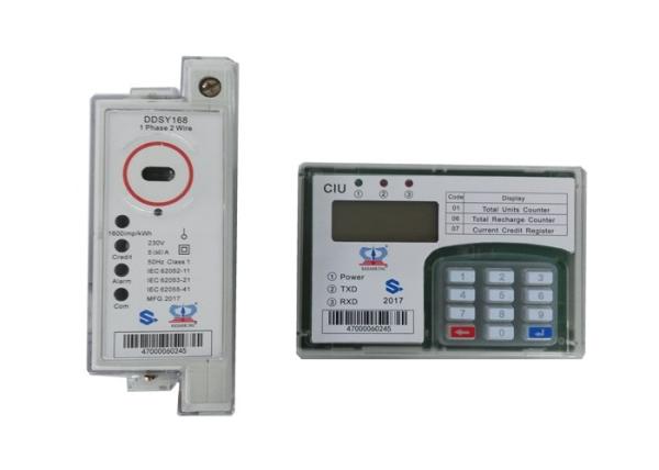 DIN Rail Single Phase Keypad Prepayment Meter STS Anti Theft KWH Meter