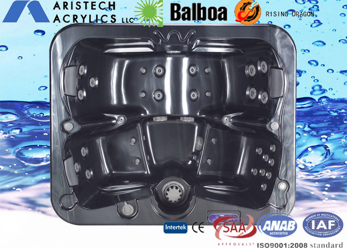 Square acrylic whirlpool massage outdoor hydro hot tub for 3 - 4 adults, OEM / ODM offer