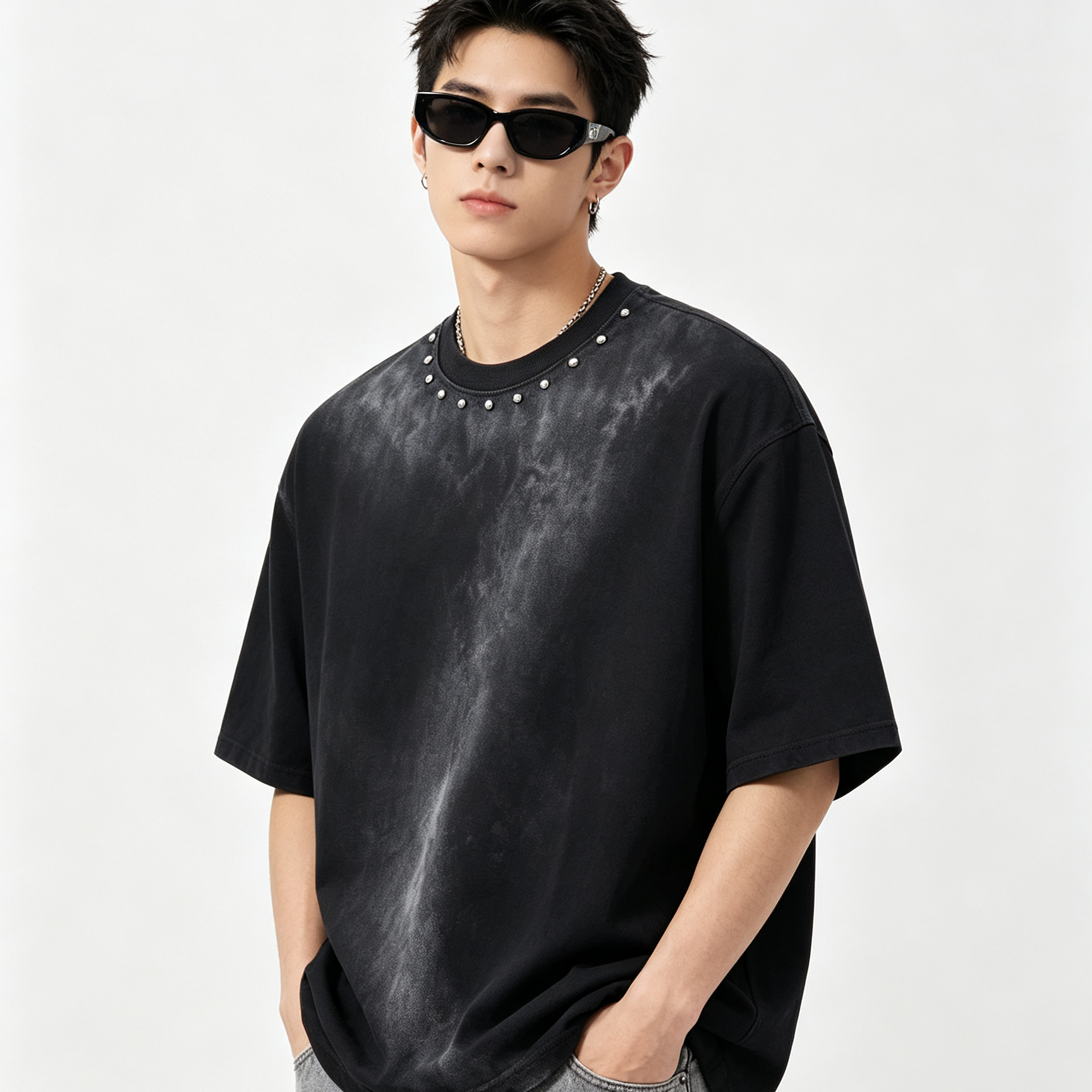 260G Cotton Sulfur Washed Oversized Drop Shoulder All-Season Street Tee 2 Colors