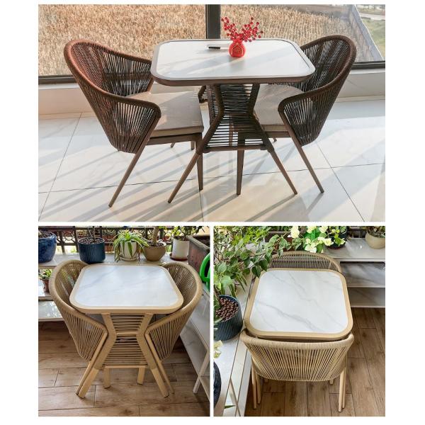 Nature'S Retreat 3 Piece Rock Beam Garden Patio Table And Chair Set