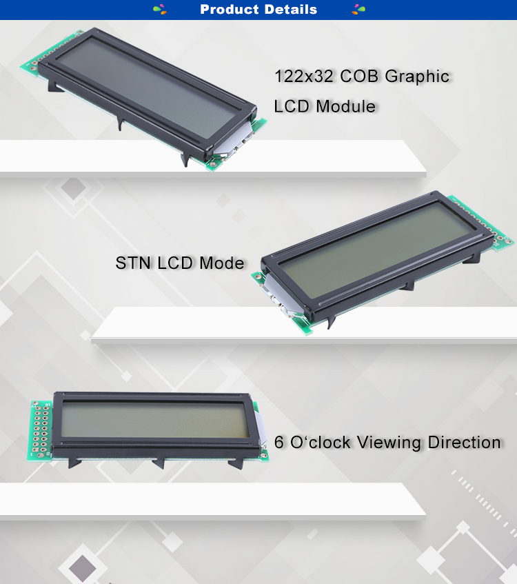 STN Display 122x32 Graphic LCD Liquid Crystal Module With 18 Pin 8 BIT 6800 8080 MPU Interface