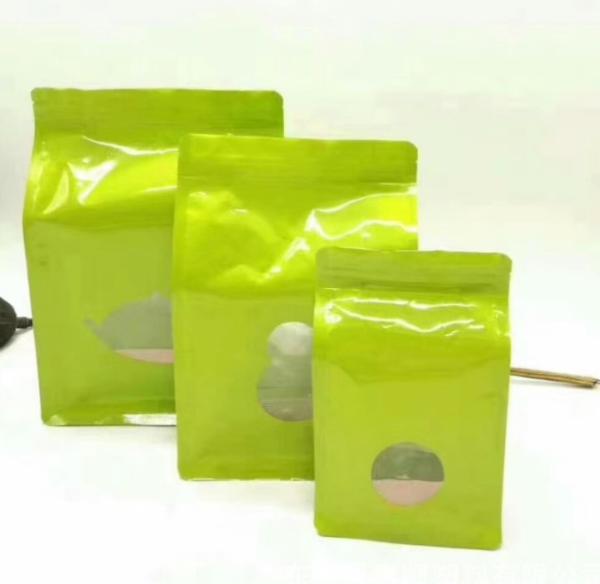 Custom Printing Aluminum Foil Plastic Zipper Flat Bottom Bag with Window for tea packing