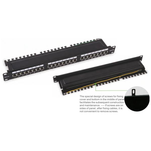 24 Ports Fully Shielded Patch Panel for Rack Mount Data Center with Cat5e/Cat6/Cat6A Compatibility