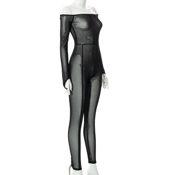 Производитель одежды низкое Moq один цвет черноты комбинезона сетки плеча сексуальный прозрачный тощий