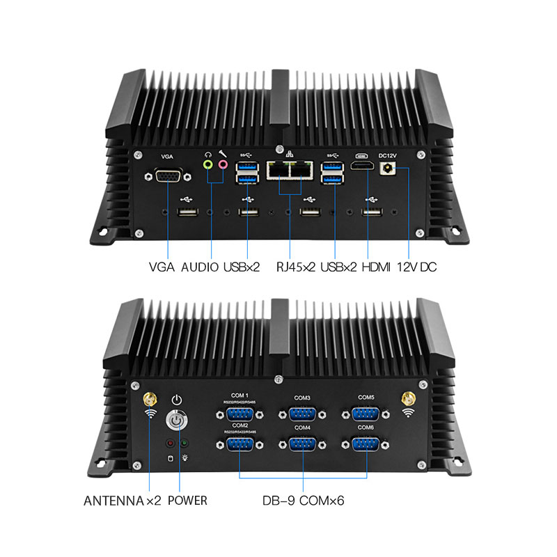 6 компьютер Intel Celeron J1900 компьютера коробки COM X86 промышленным мини врезанный ПК