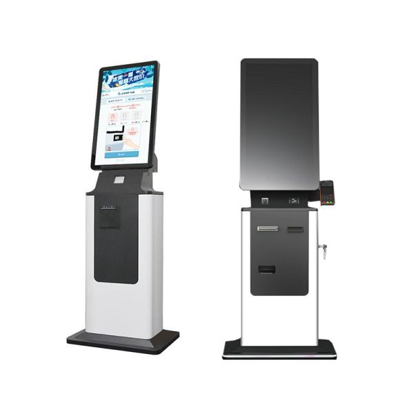 27 32 Inch Capacitive Touch Screen Smart Self Service Hotel Check-In Kiosk Card Dispenser Passport Scanner Cash Payment SDK