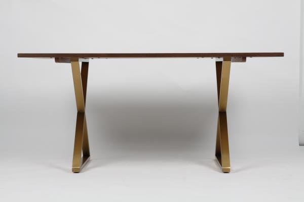 Solid Wood Metal Legs Frame Wood Dining Table Rectangular