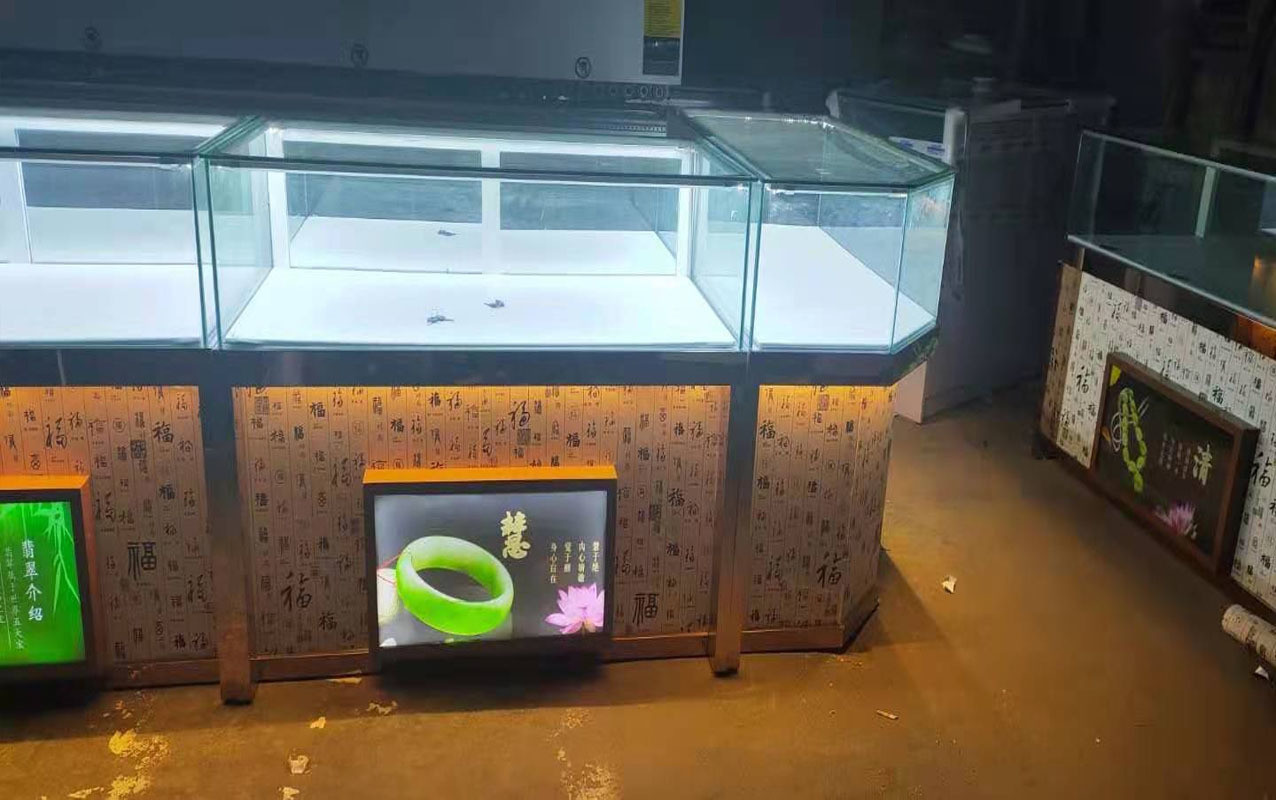 Custom Logo Commercial Sectional Furniture with Glass Display Cabinet and LED Lights