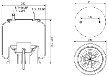USA Truck Parts Air Suspension For Heavy Duty Truck Air Spring Natural Rubber Firestone W01-358-9902, Watson&Chalin LAS-0090