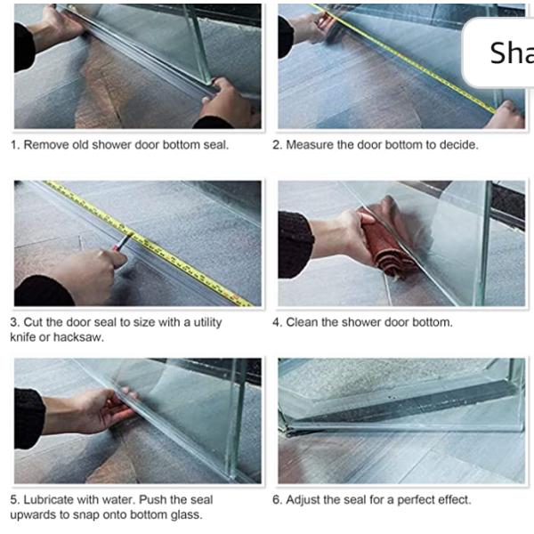 Прозрачная полоса герметизации для душевых дверей из 3/8 дюймов без рамы