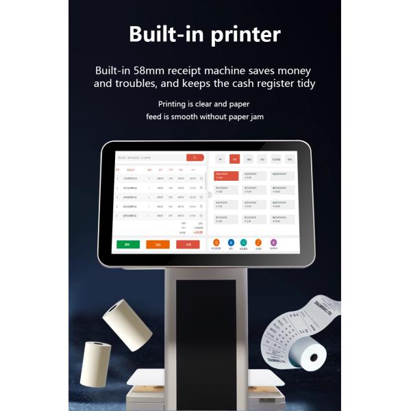 Supermarket POS System 15.6inch Dual Touch Screen with Built-in Scale Printer Wireless Protocol NFC Interface VGA