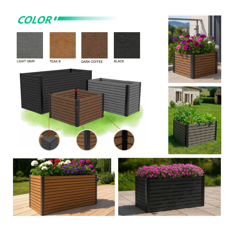 Weatherproof Durable Recycled Composite WPC Raised Garden Bed with Modular Outdoor Planter Design