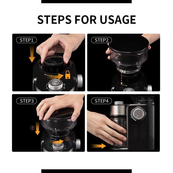 Small Flat Burr Coffee Grinder 240g 16 Setting Espresso French Press Coffee Grinder