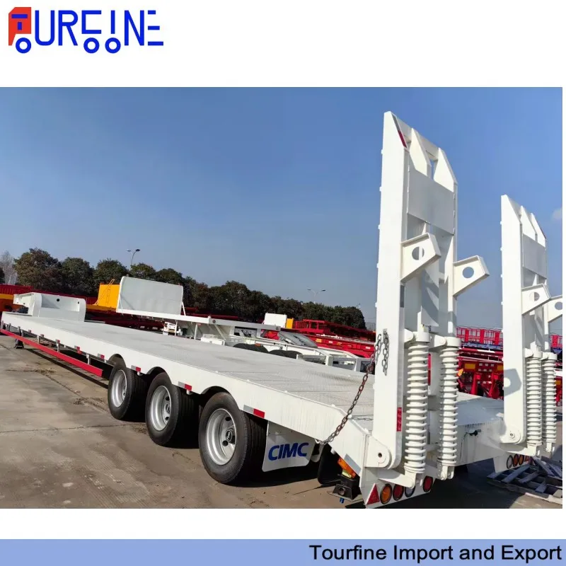 3 Axle 70 Ton Low Bed Semi Trailer For Excavator And Wheel Loader Transport