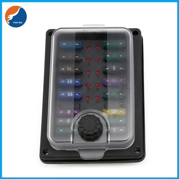 Marine Automotive Car Auto ATC ATO Blade Fuse Box Block LED Waterproof 10 Way Fuse Holder