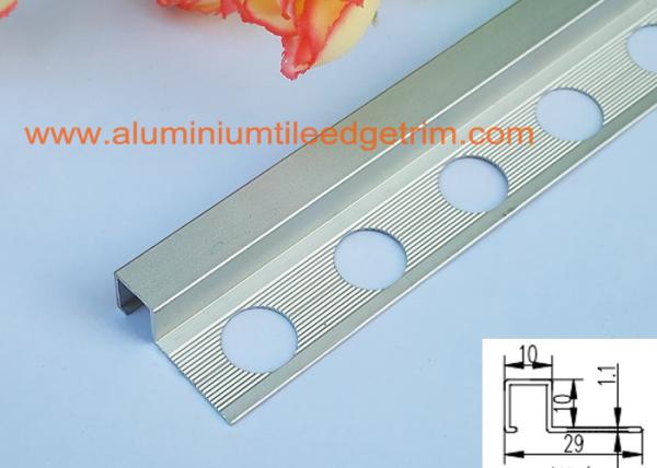 10mm x 2.5m Aluminium Box Mosaic Tile Trim Anodized Matt Silver