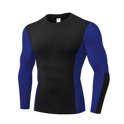Os homens sustentáveis pretos malham o Sportswear seco rápido elástico alto exterior da camiseta