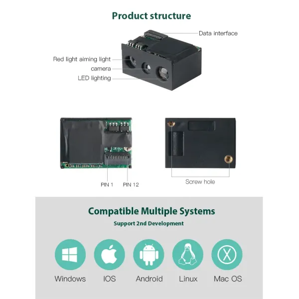 32-bit CPU 1 Mega Pixel Embedded Barcode Scanner with 1 Year Warranty for High-Performance 1D 2D Barcode Scanning