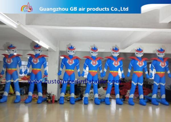 Advertising Oxford Cloth Blue Inflatable Superman With Blower 3m High