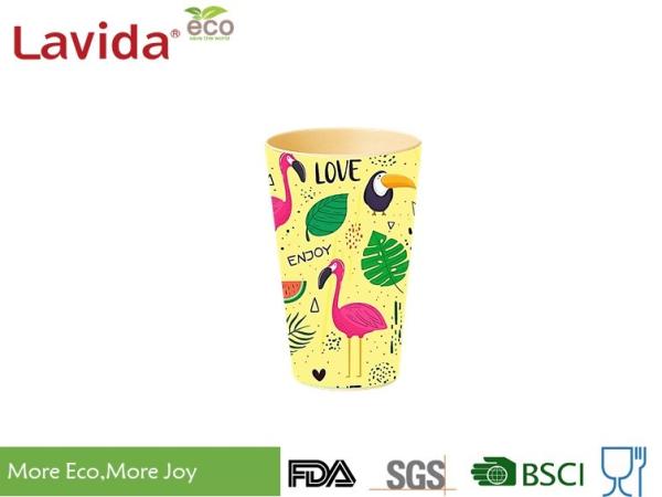 BPA / Heavy Metals Free Bamboo Fiber Cup Decal Printing Glass Tumbler Mug 440ml