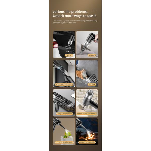 90w 9000PA Wireless Handheld Vacuum Cleaner with Brushless Motor and USB Power Source