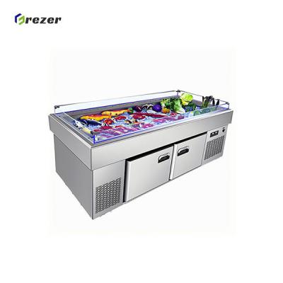 Stainless Steel Fish Display Freezer Combined Refrigerated Counter Display Durable For Seafood