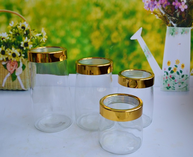 SET OF 4 PCS GLASS CANISTER