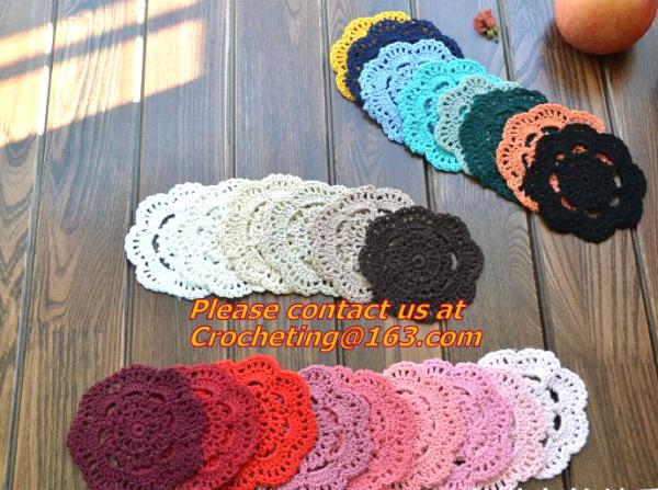Household Handmade Flower Crochet Doilies, Round Cup Mat Pad, Coaster Placemats, doily