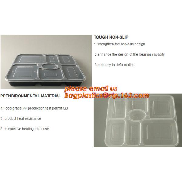 Коробка бенто пластикового устранимого пластикового взятия качества еды отсутствующая с 4 отсек, пищевой контейнер контейнеров пластиковый течебезопасный