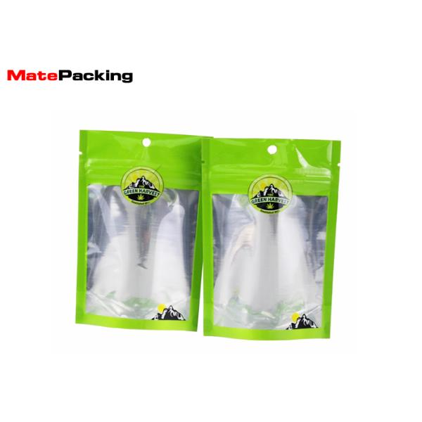 Custom Color Stand Up Plastic Pouches , Tobacco Stand Up Zipper Bags With Window