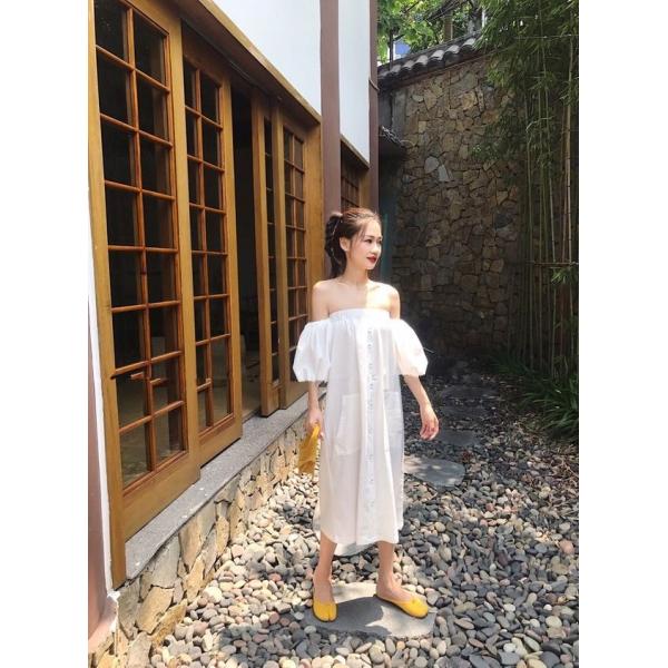 Cotton Linen Fabric Womens Vacation Dresses , Off Shoulder Tube Dress