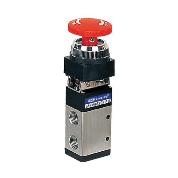 Mechanical Pneumatic Valve 3 / 2 Way , Plat Round Green Button Manual Air Control Valve