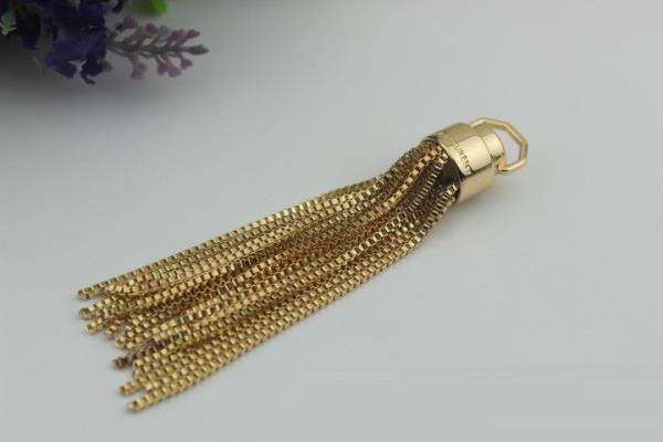 OEM DIY Metal zinc alloy nickel color handbag accessories end caps with tassel