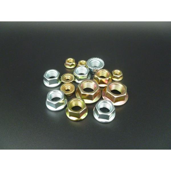 DIN6923 Hex Flange nut DIN EN 1661 Yellow AND White Zinc Plated M3-M48 Size range Grade 4.8-12.8