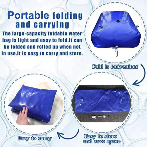 Water Bladder Storage Containers, Foldable Portable Water Tank Large Capacity Soft Water Bag, Drought Resistance, Fire Prevention, Emergency Water