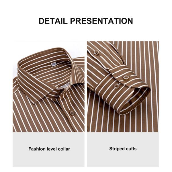 Summer Striped Shirt for Men No-Iron Long-Sleeved Business Casual Slim Fit Suit Shirt