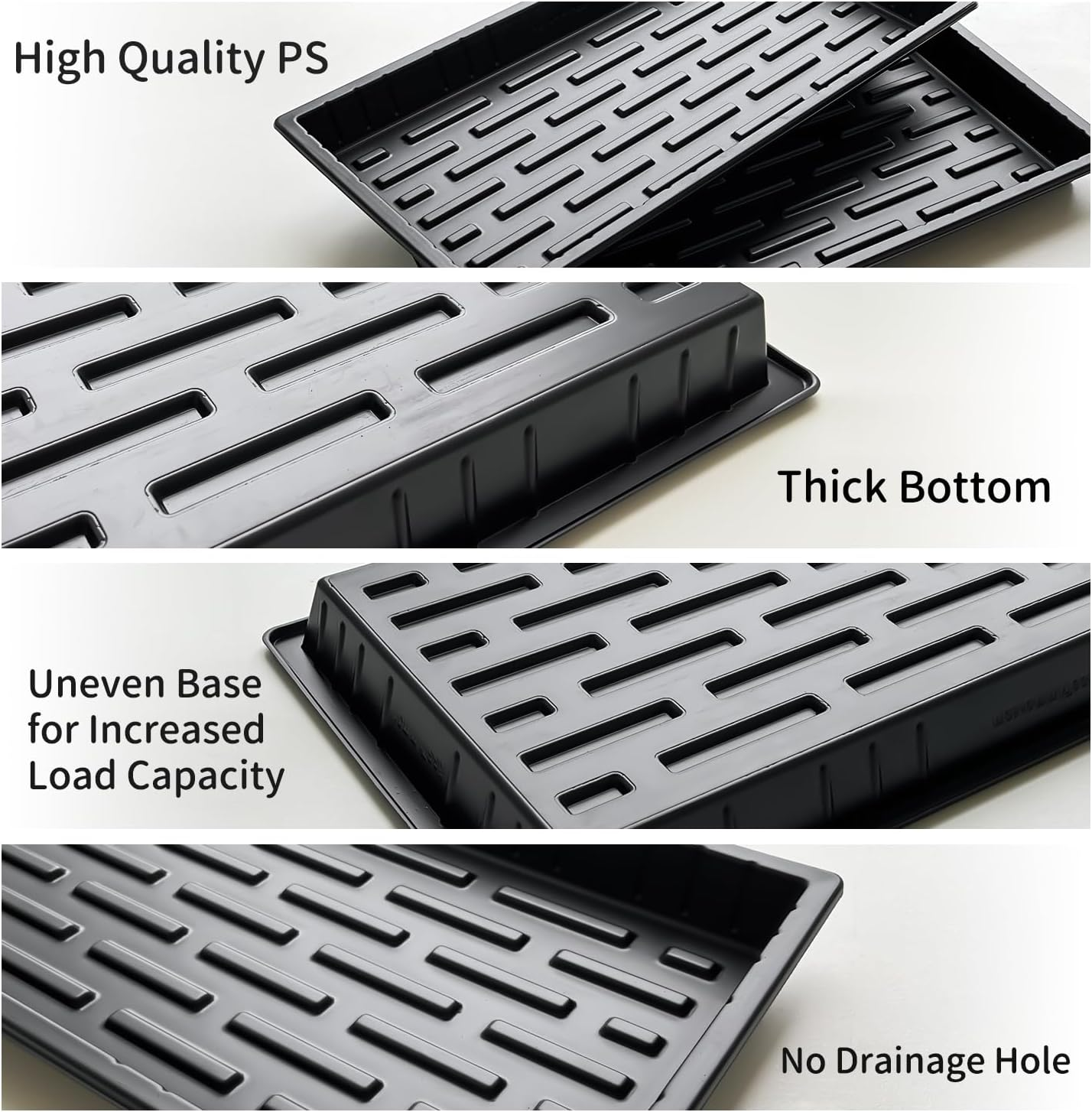 Customized Black PET/PP Rectangular Flat Bottomed Seedling Tray For Cat Grass And Rice Seedling Pot