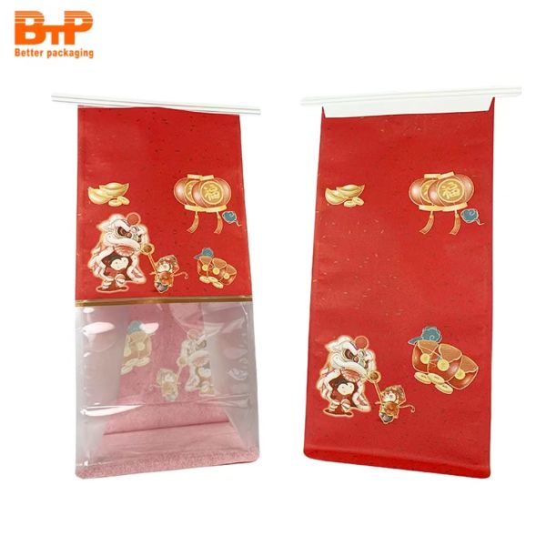 Eco Friendly Biodegradable Custom Logo Le Toast Bakery French Baguette Packaging Paper Reusable Bread Bag with Window