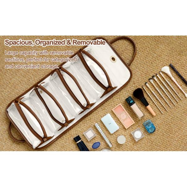 DuPont Travel Folding Storage Cosmetic Bag, pu lether Travel Makeup Organizer Bag, Foldable Toiletry Bag With Detachable Pouches, Large Capacity 4-In-1 Roll-Up Cosmetic Storage With Handle For Women